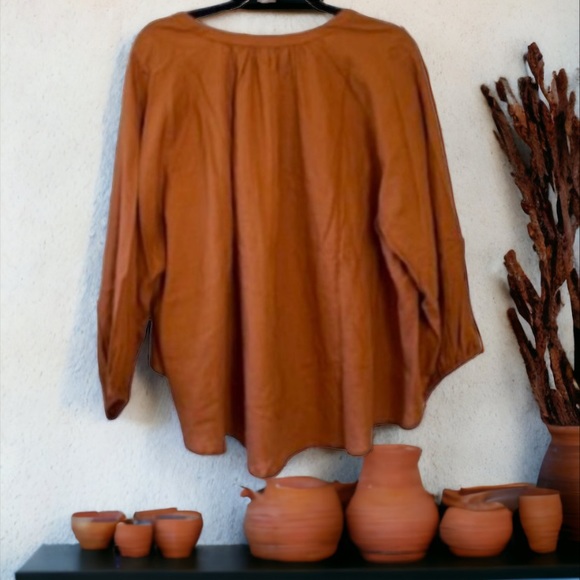 A New Day a.n.d. Raglan Long Sleeve Tie Front Linen Blend Top Size X SMALL - Picture 5 of 8